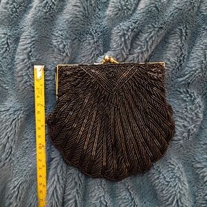 Vintage Black Beaded Evening Clutch